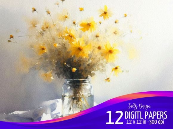Decorative Yellow Flowers Illustrations for Vibrant Design