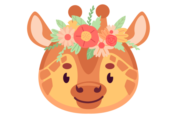 Floral Giraffe Head: A Decorative Animal Font with Character