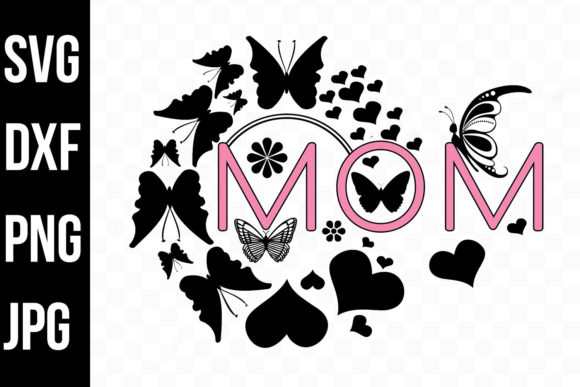 Mom, Decorative Butterflies, Hearts: A Design Asset for Meaningful Projects
